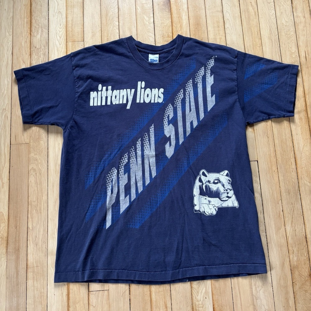 VTG 90s Penn State Nittany Lions Two Sided AOP T-Shirt Salem XL Single Stitch